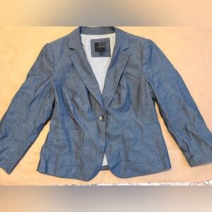 The Limited Navy Patterned Single-Button Blazer